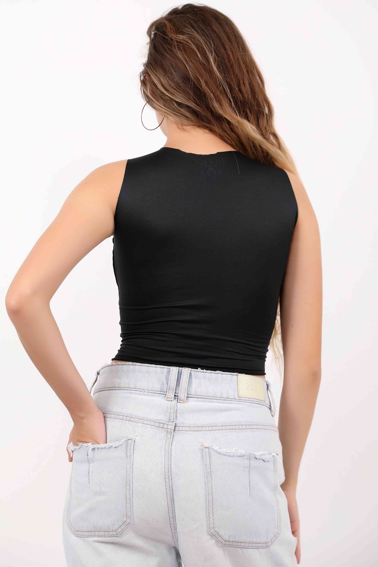 Black Cut Distessed Top