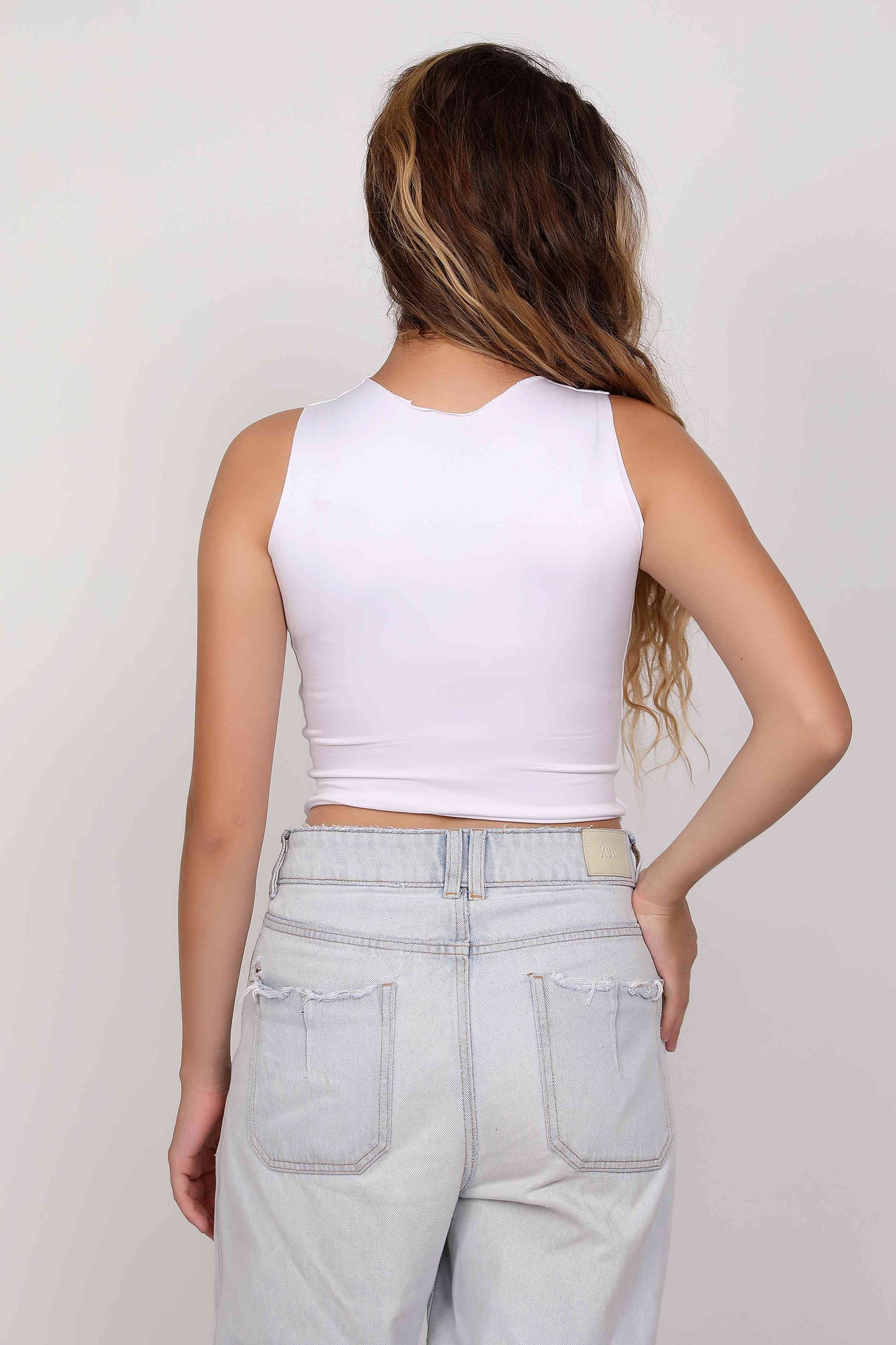 White Cut Distessed Top