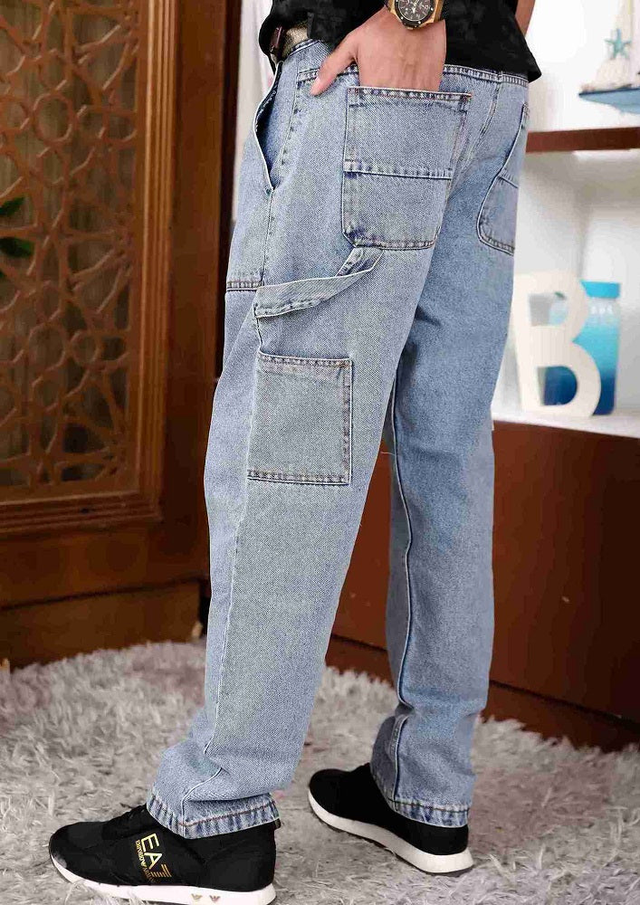 Sky Blue Urban Utility Jeans Pants